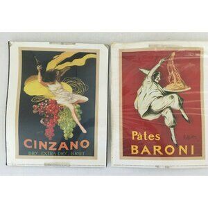 Set Of 2 Vintage Bar Poster Prints Cinzano 1920 & Pates Baroni 1921 Imperfection
